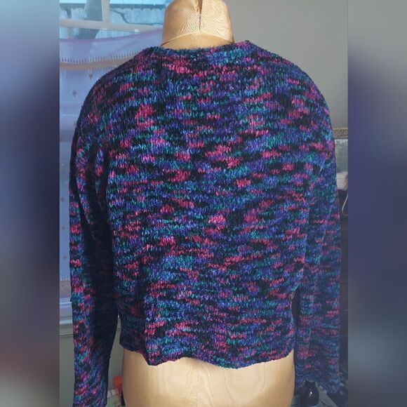 Vintage Cozy Chenille Oversized Crop Sweater Size L Reference Point - Picture 3 of 11